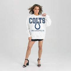 Indianapolis Colts Gameday Couture Women's Sunday Drives Oversized Crewneck Pullover Sweatshirt – White