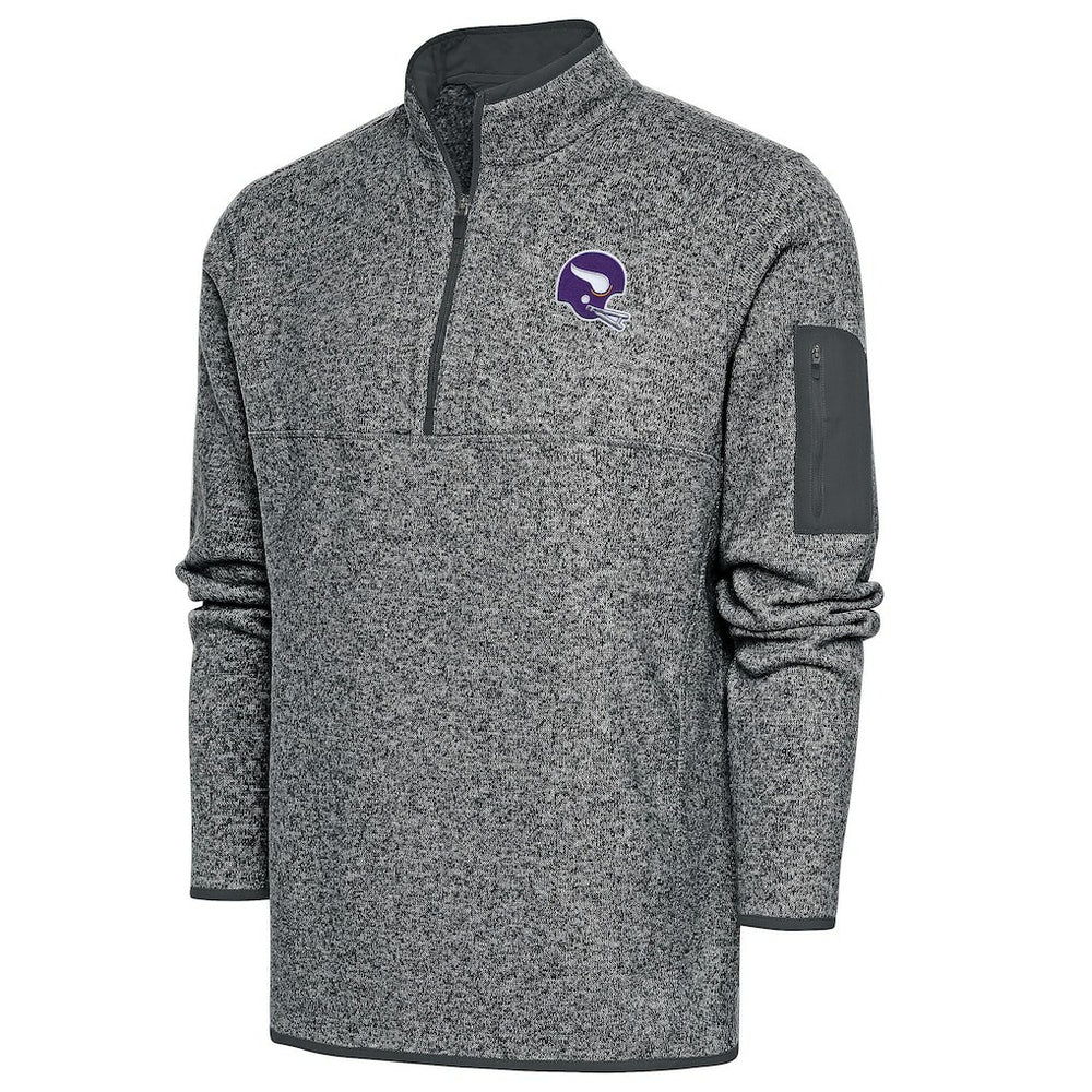 Minnesota Vikings Antigua Fortune Quarter-Zip Pullover Jacket Heather Charcoal