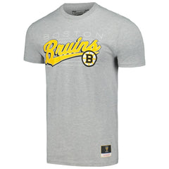 Boston Bruins Mitchell & Ness 100th Anniversary Script Sweep T-Shirt - Heather Gray - NHL 200761509