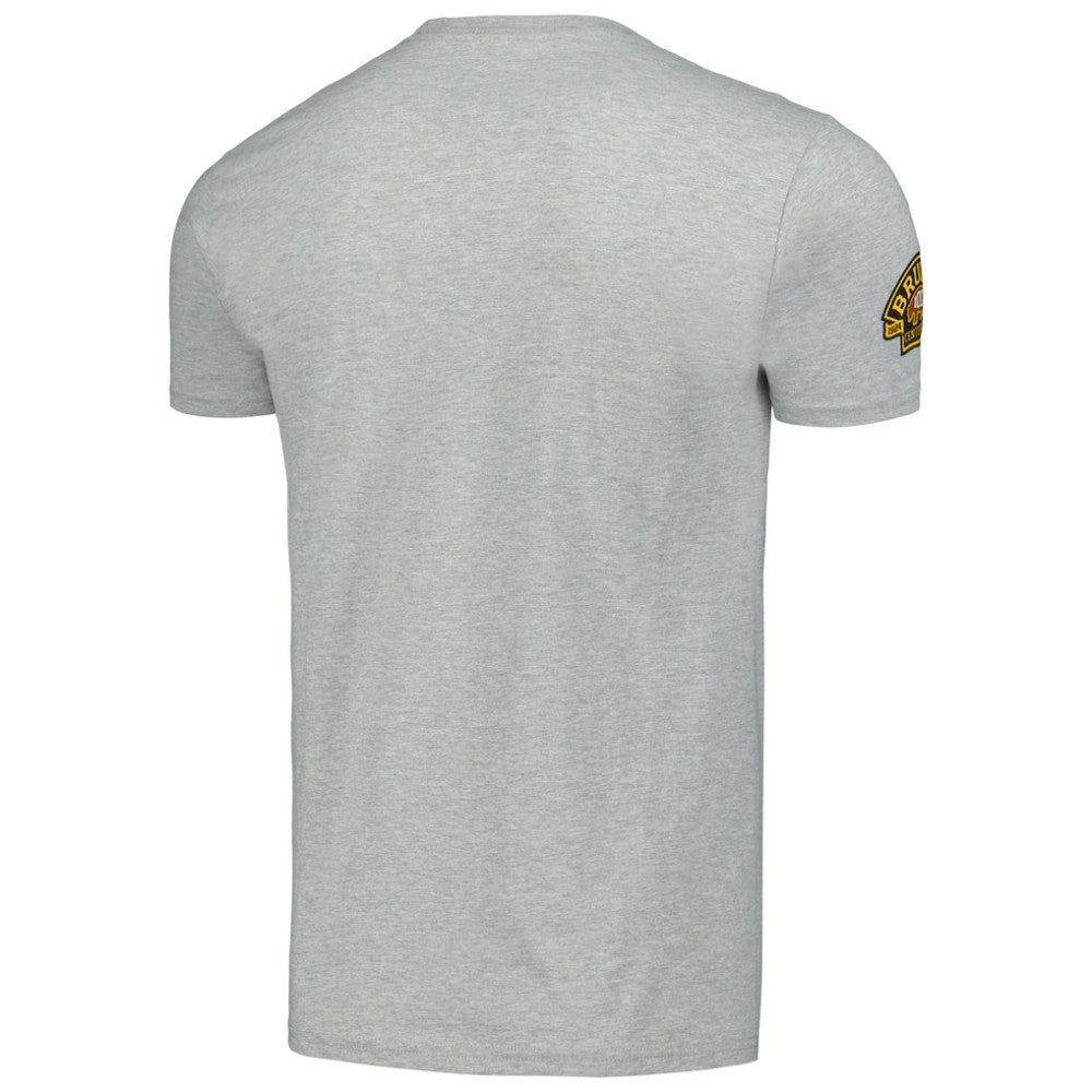 Boston Bruins Mitchell & Ness 100th Anniversary Script Sweep T-Shirt - Heather Gray - NHL 200761509