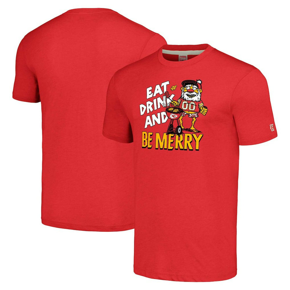 Kansas City Chiefs Homage Unisex Holiday Tri-Blend T-Shirt Red