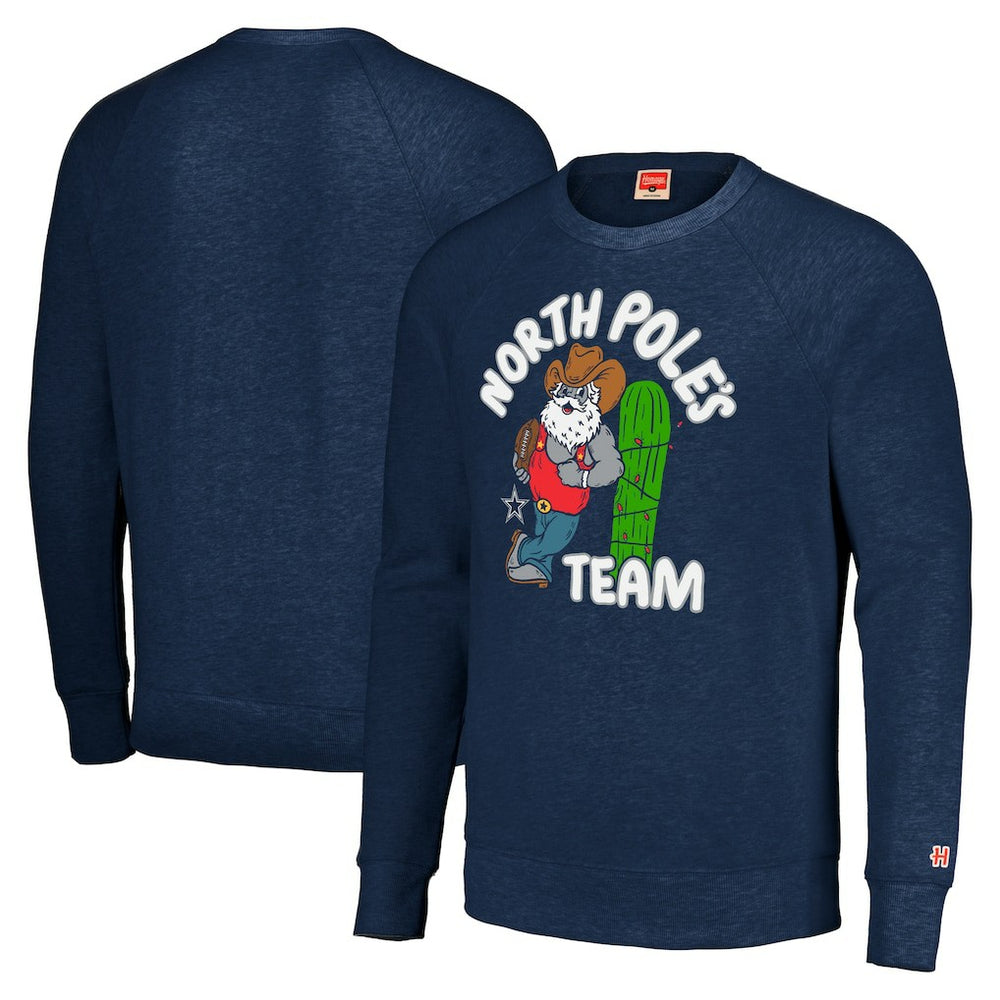Dallas Cowboys Homage Unisex Holiday Raglan Tri-Blend Pullover Sweatshirt Navy