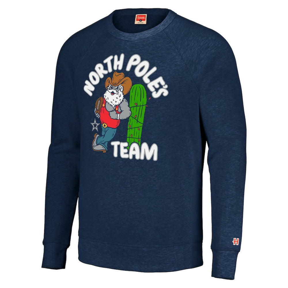 Dallas Cowboys Homage Unisex Holiday Raglan Tri-Blend Pullover Sweatshirt Navy