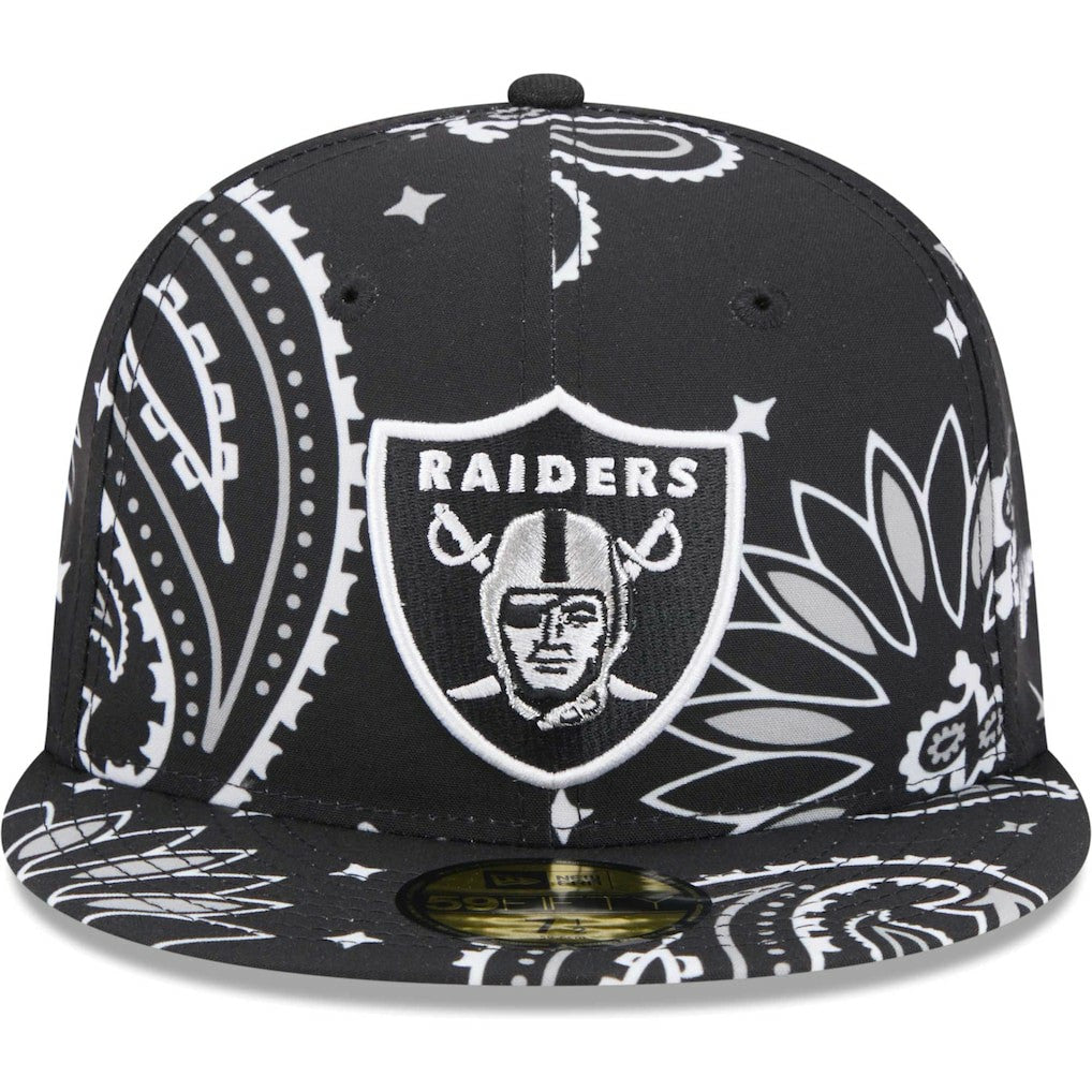 Las Vegas Raiders New Era Paisley 59FIFTY Fitted Hat Black