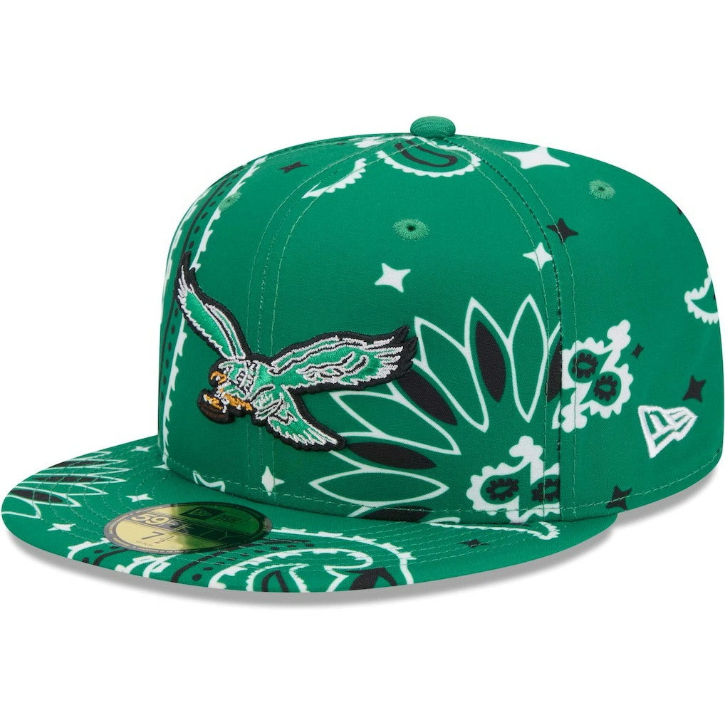 Philadelphia Eagles New Era Throwback Paisley 59FIFTY Fitted Hat Kelly Green
