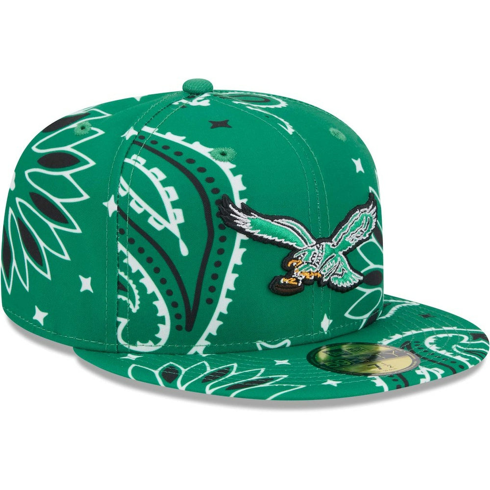 Philadelphia Eagles New Era Throwback Paisley 59FIFTY Fitted Hat Kelly Green
