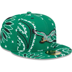 Philadelphia Eagles New Era Throwback Paisley 59FIFTY Fitted Hat Kelly Green