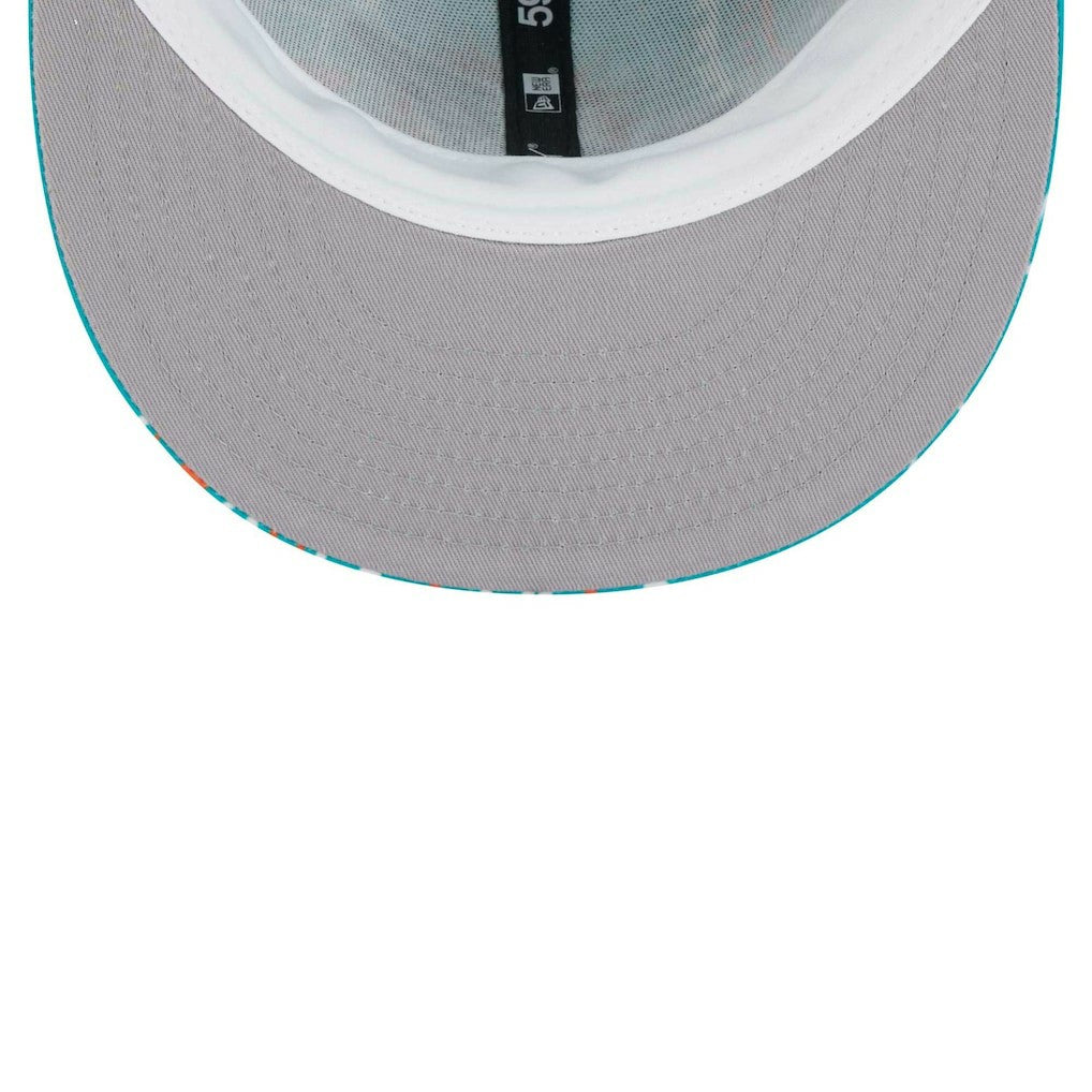 Miami Dolphins New Era Paisley 59FIFTY Fitted Hat Aqua