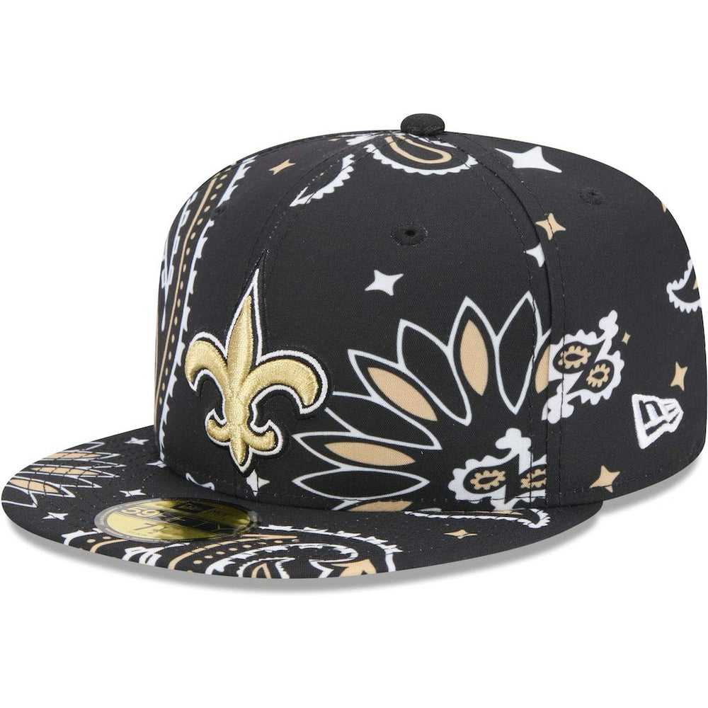 New Orleans Saints New Era Paisley 59FIFTY Fitted Hat Black