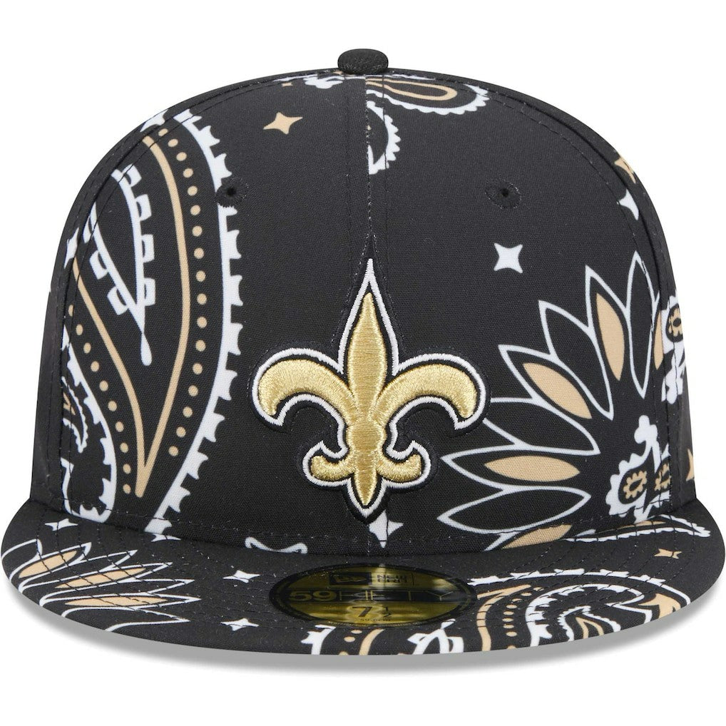 New Orleans Saints New Era Paisley 59FIFTY Fitted Hat Black