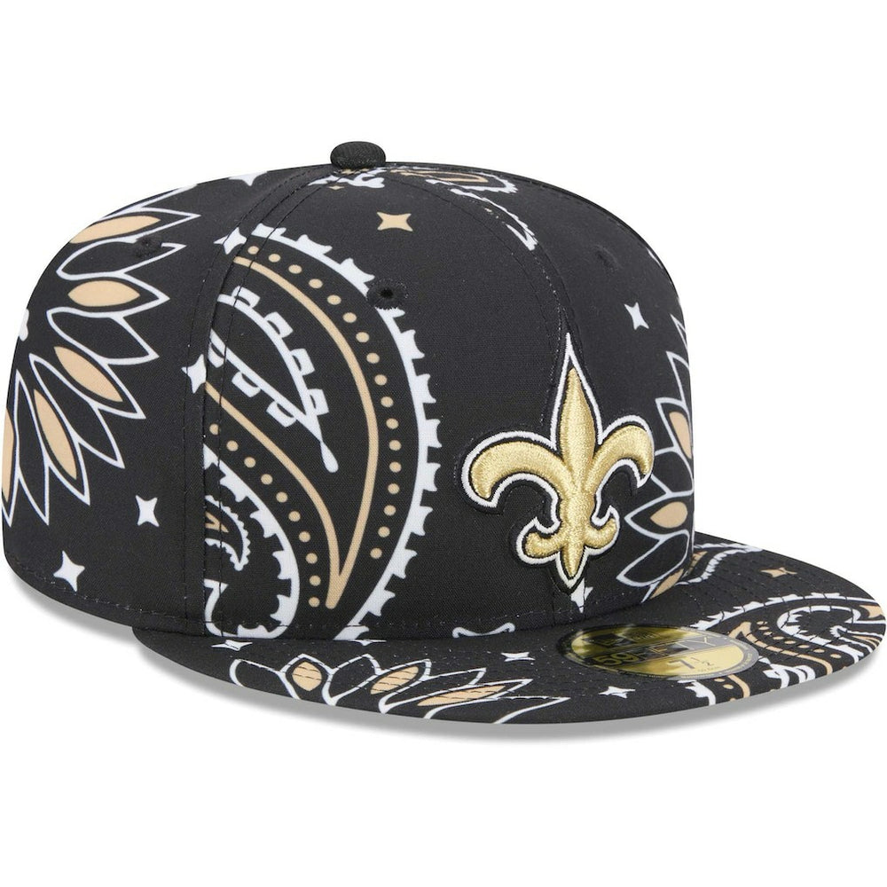 New Orleans Saints New Era Paisley 59FIFTY Fitted Hat Black
