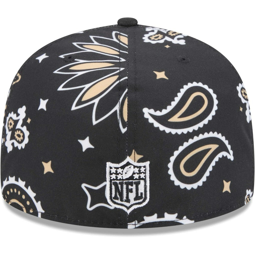 New Orleans Saints New Era Paisley 59FIFTY Fitted Hat Black