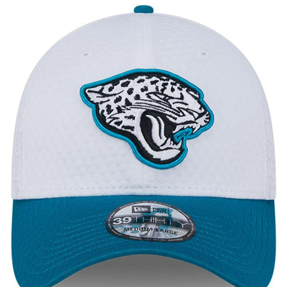 Jacksonville Jaguars New Era 2024 NFL Training Camp 39THIRTY Flex Hat White/Teal