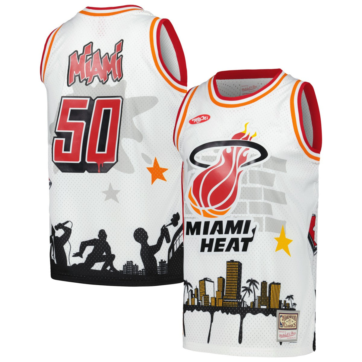 Miami Heat x Tats Cru Hardwood Classics Fashion Jersey White | Mitchell & Ness Near Me