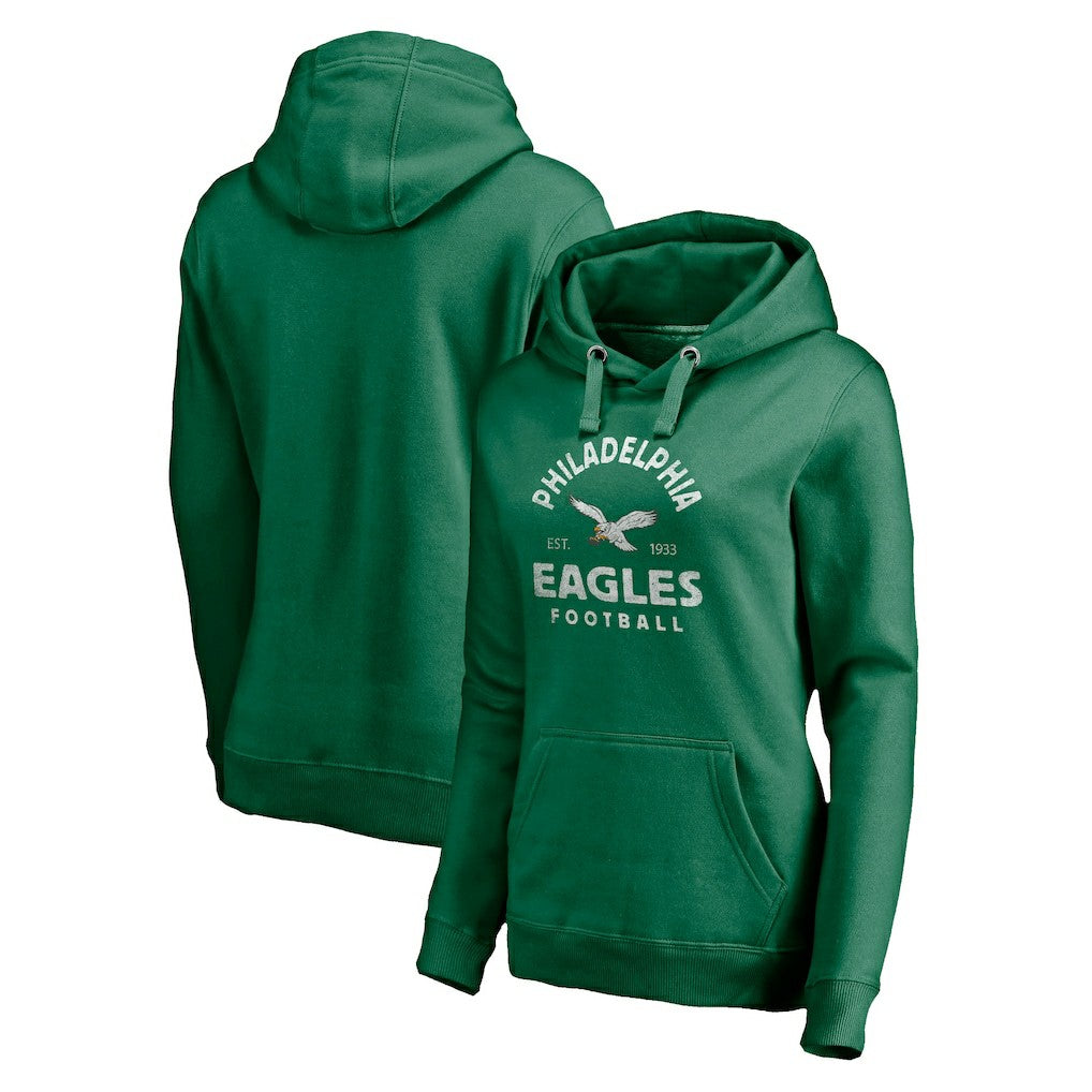 Fanatics Philadelphia Eagles Women's Gridiron Classics Vintage Arch Pullover Hoodie Kelly Green