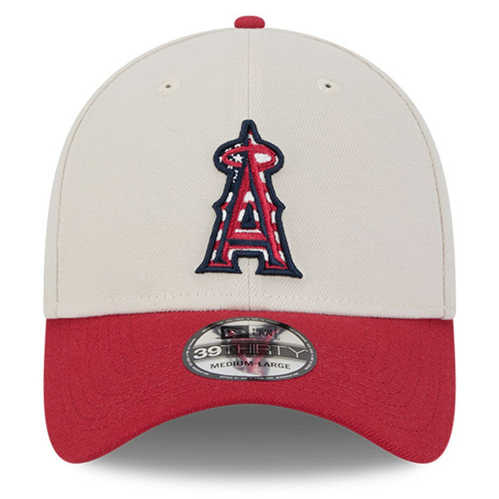Los Angeles Angels New Era 2024 Fourth of July 39THIRTY Flex Hat - Khaki/Red - New Era Online