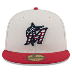 Miami Marlins New Era 2024 Fourth of July 59FIFTY Fitted Hat - Khaki/Red - New Era Discount