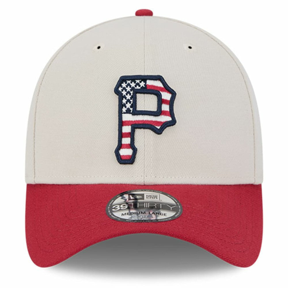 Pittsburgh Pirates New Era 2024 Fourth of July 39THIRTY Flex Hat - Khaki/Red - New Era Lifestyle