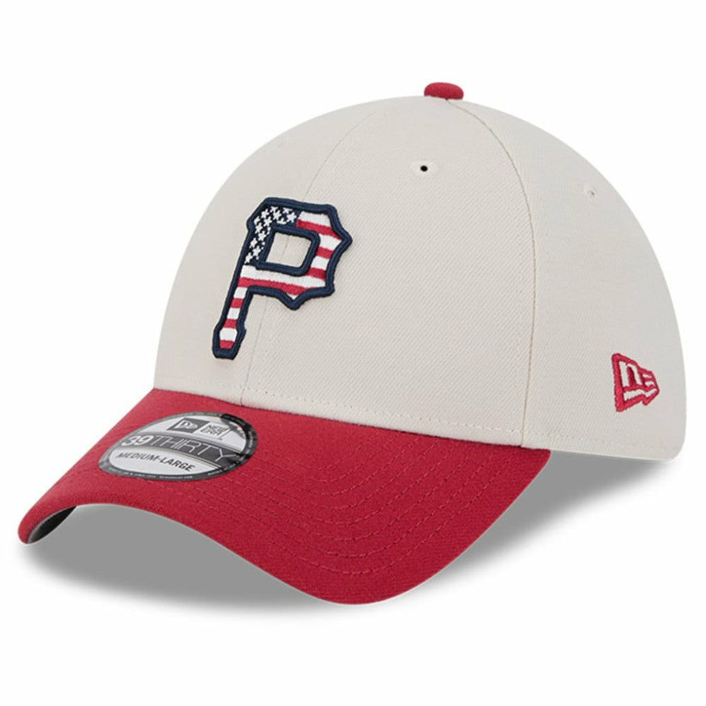 Pittsburgh Pirates New Era 2024 Fourth of July 39THIRTY Flex Hat - Khaki/Red - New Era Lifestyle