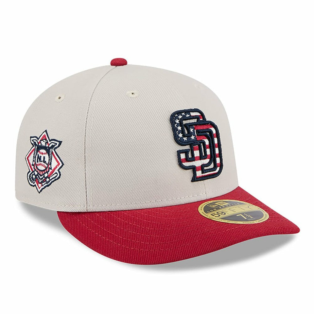 San Diego Padres New Era 2024 Fourth of July Low Profile 59FIFTY Fitted Hat - Khaki/Red - New Era Discount