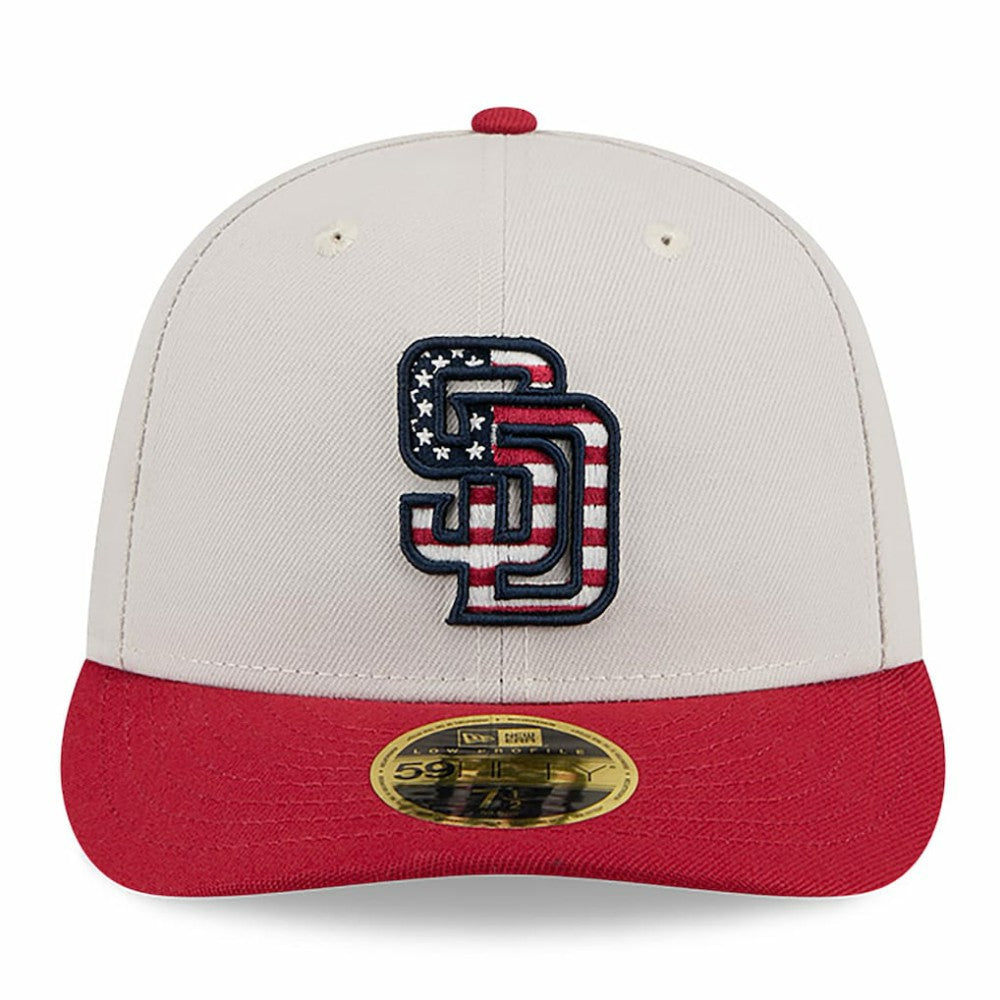 San Diego Padres New Era 2024 Fourth of July Low Profile 59FIFTY Fitted Hat - Khaki/Red - New Era Discount