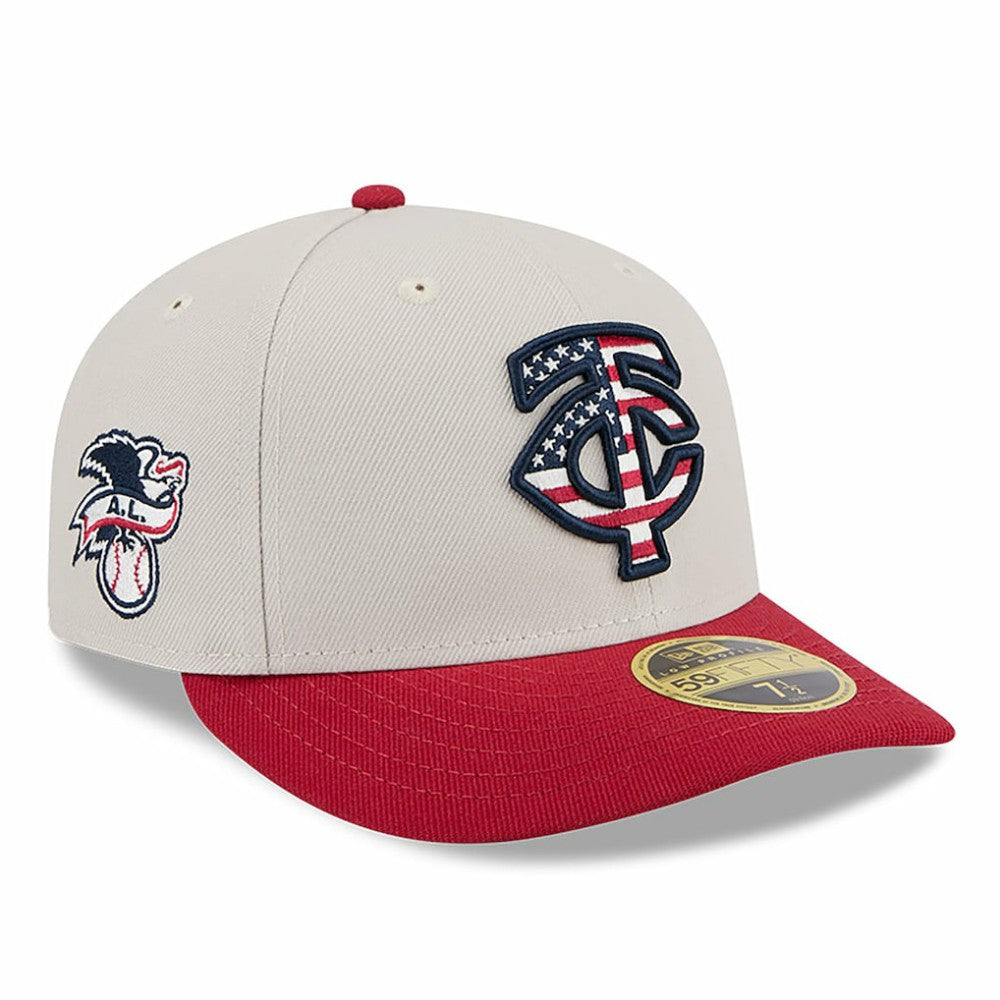 Minnesota Twins New Era 2024 Fourth of July Low Profile 59FIFTY Fitted Hat - Khaki/Red - New Era Discount