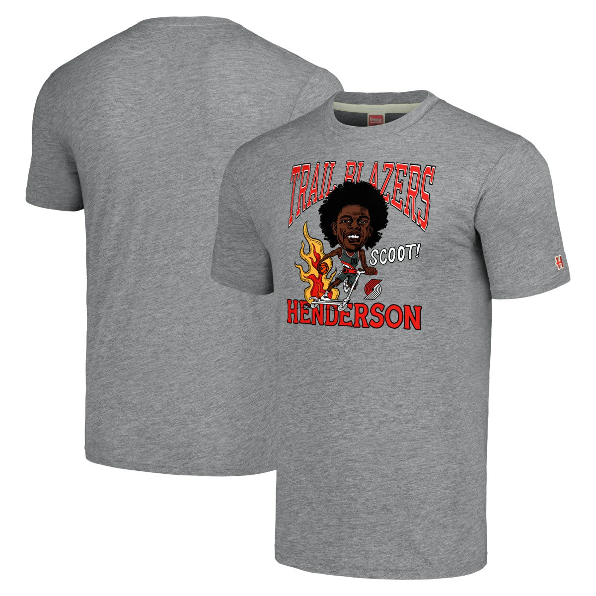 Scoot Henderson Portland Trail Blazers Homage Caricature Tri-Blend T-Shirt Gray