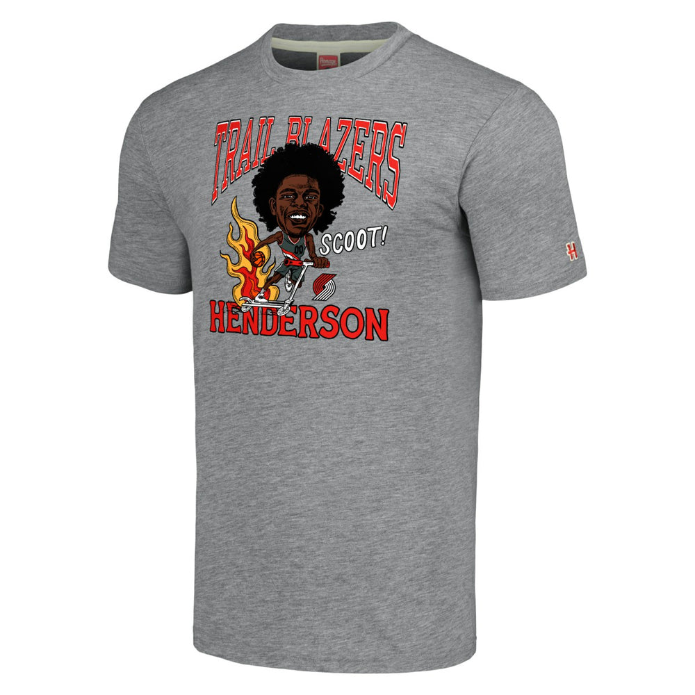 Scoot Henderson Portland Trail Blazers Homage Caricature Tri-Blend T-Shirt Gray