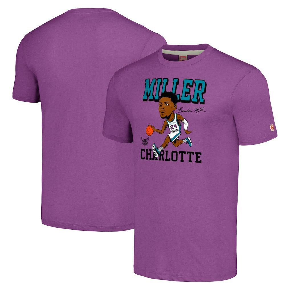 Brandon Miller Charlotte Hornets Homage Caricature Tri-Blend T-Shirt Purple