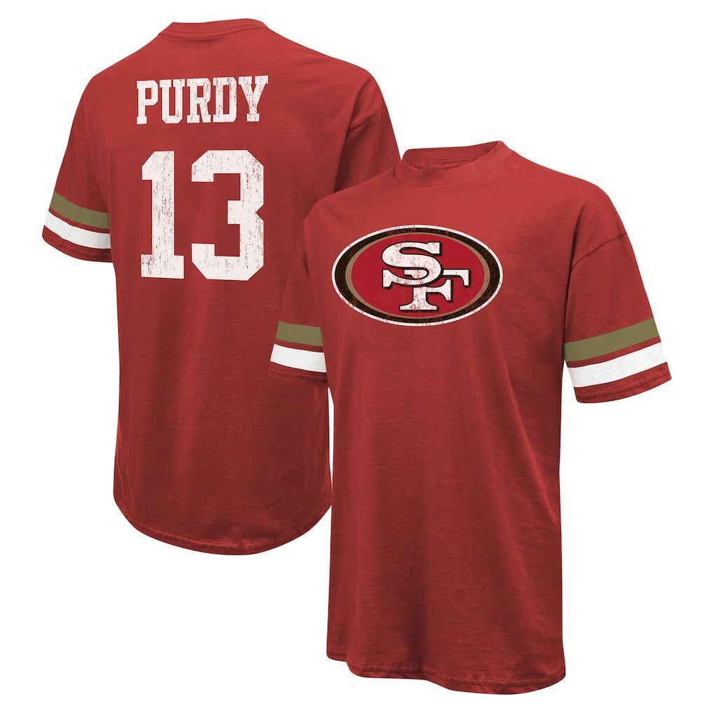 Brock Purdy San Francisco 49ers Majestic Threads Name & Number Oversize Fit T-Shirt Scarlet
