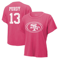 Brock Purdy San Francisco 49ers Majestic Threads Women's Name & Number T-Shirt Pink