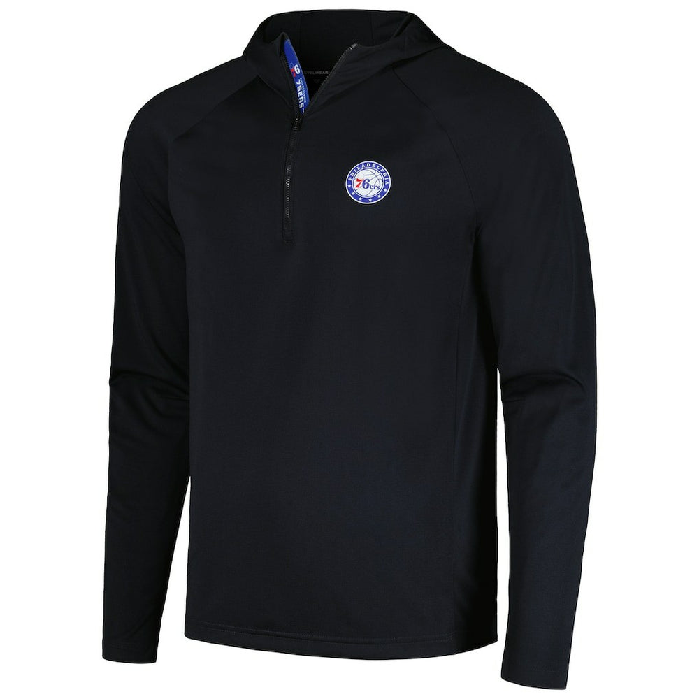 Philadelphia 76ers Levelwear Zander Hoodie Raglan Quarter-Zip Top Black
