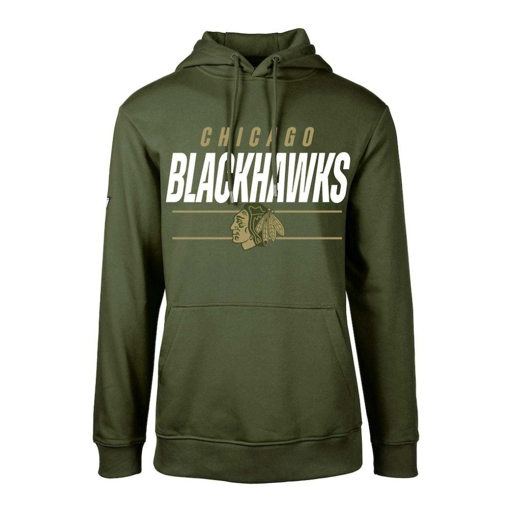 Chicago Blackhawks Levelwear Youth Podium Fleece Pullover Hoodie - Olive - NHL 200791945