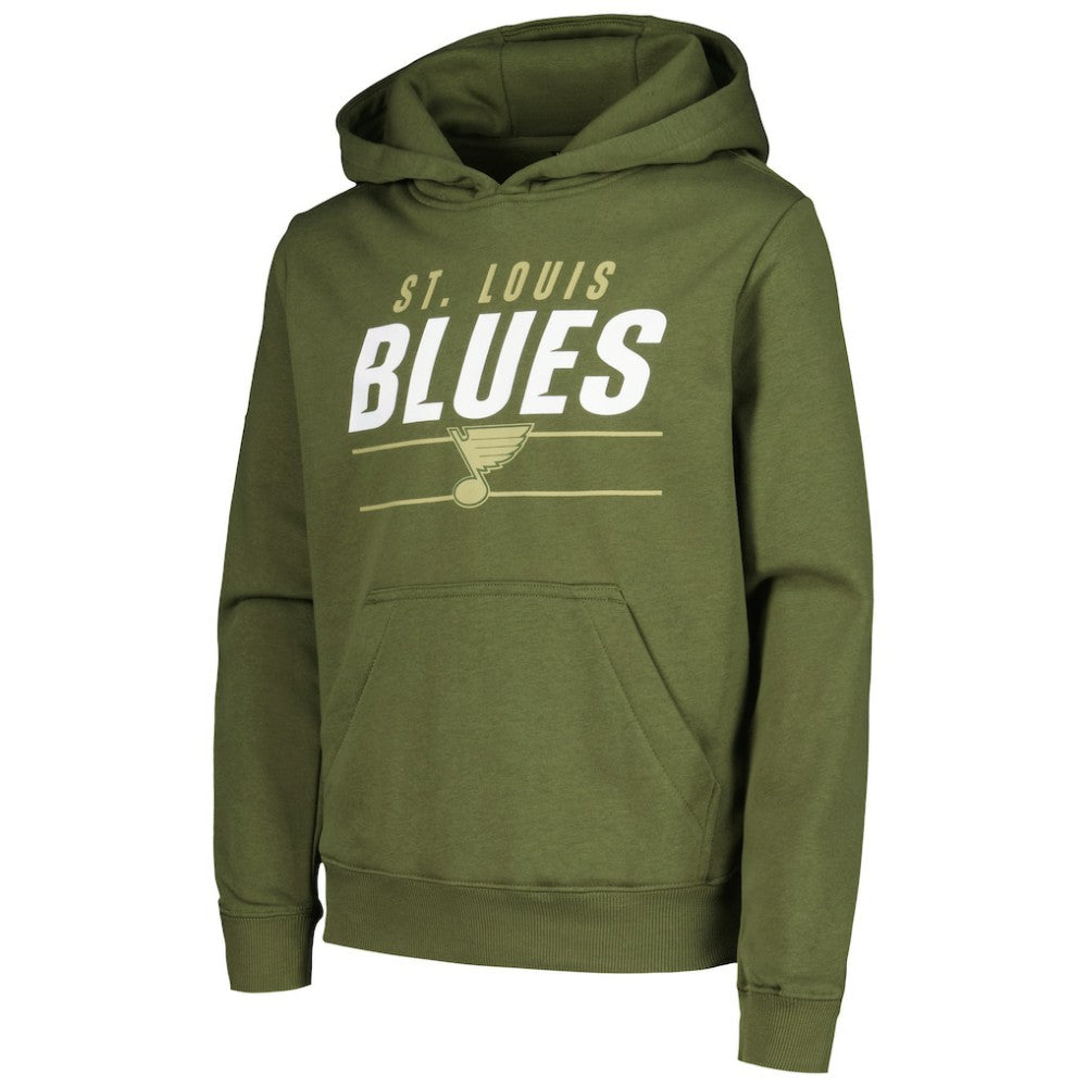 St. Louis Blues Levelwear Youth Podium Fleece Pullover Hoodie - Olive - NHL 200791946