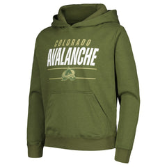Colorado Avalanche Levelwear Youth Podium Fleece Pullover Hoodie - Olive - NHL 200791947