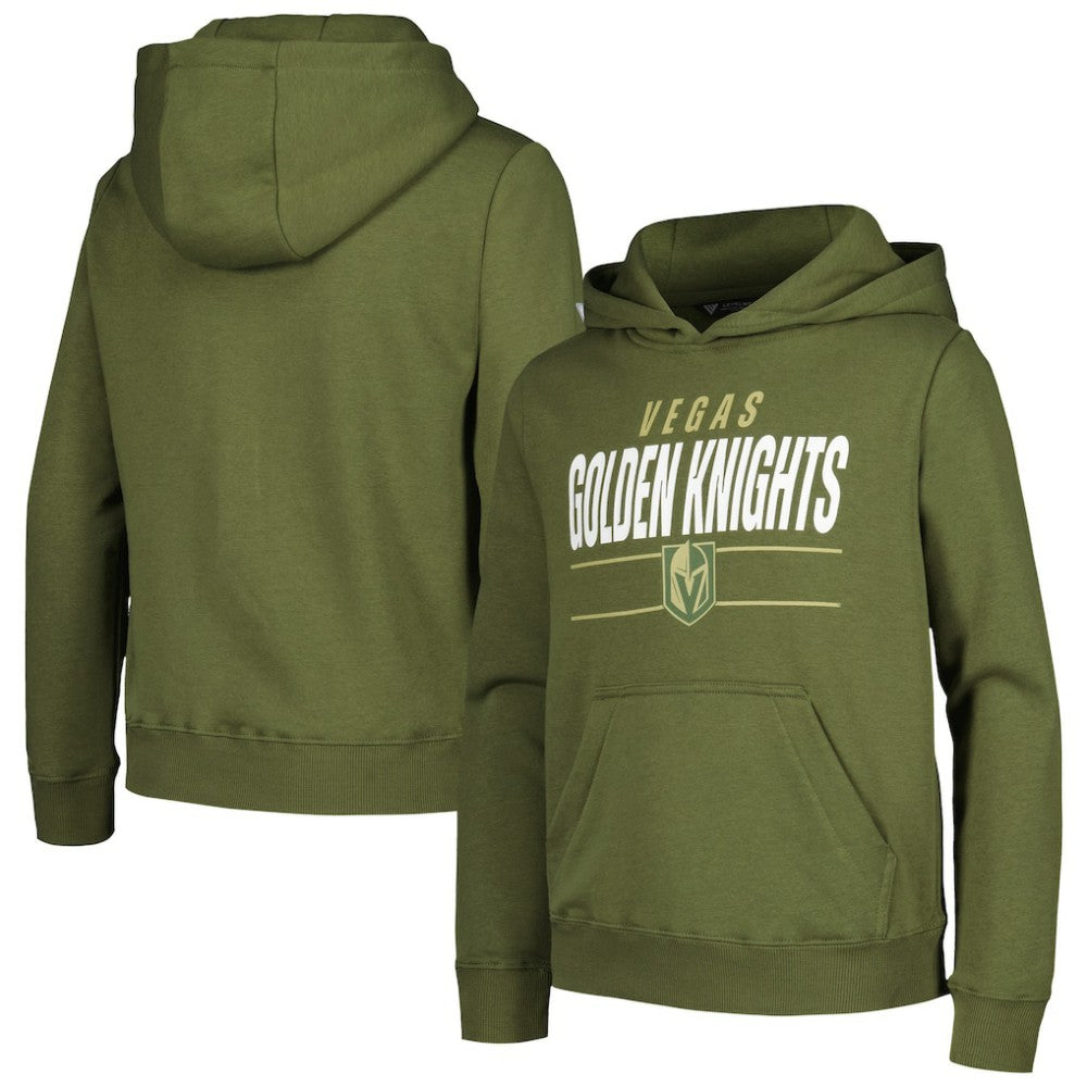 Vegas Golden Knights Levelwear Youth Podium Fleece Pullover Hoodie - Olive - NHL 200791949