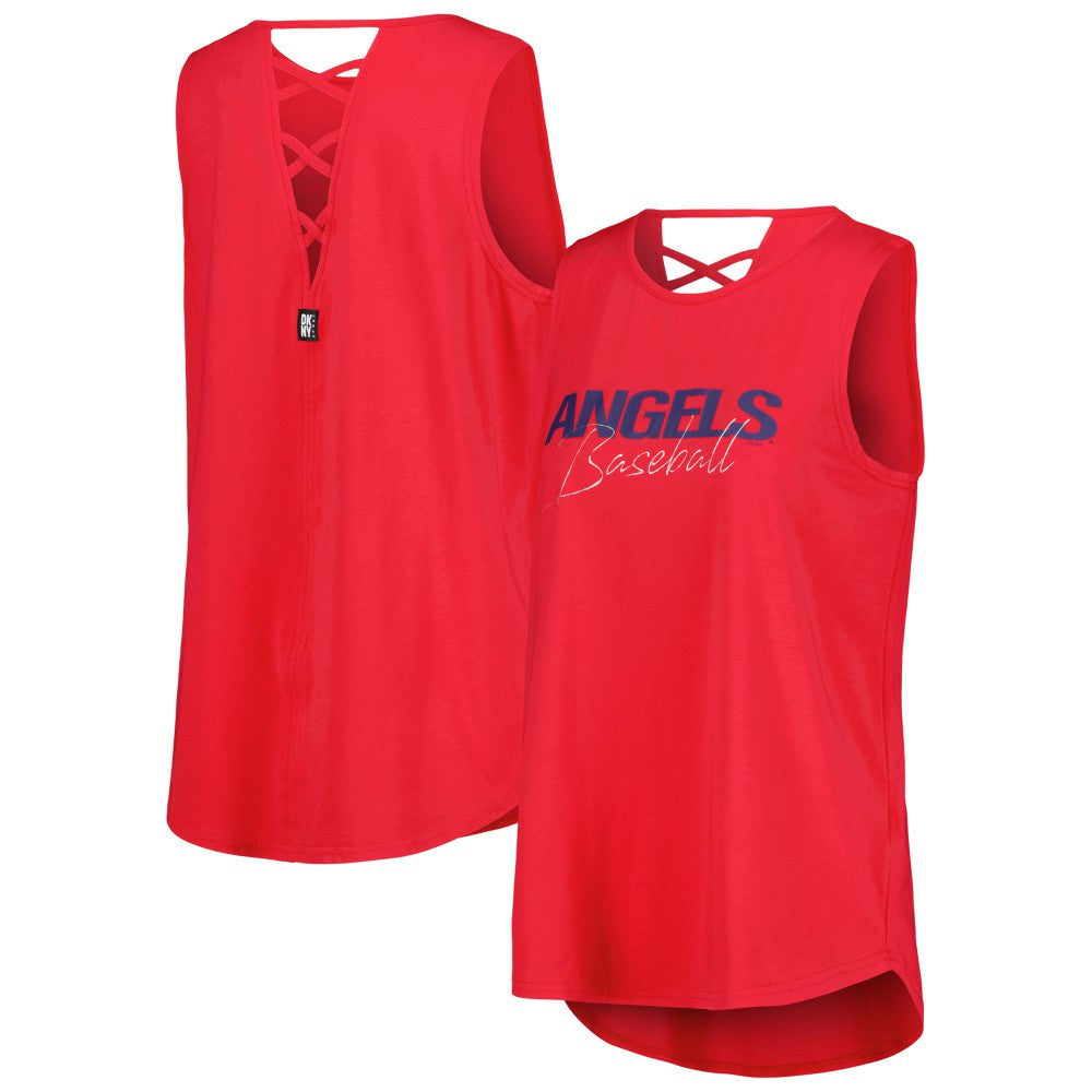 Los Angeles Angels DKNY Sport Women's Claire Fashion Tri-Blend Tank Top - Red - MLB on Sale
