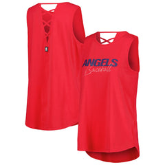 Los Angeles Angels DKNY Sport Women's Claire Fashion Tri-Blend Tank Top - Red - MLB on Sale