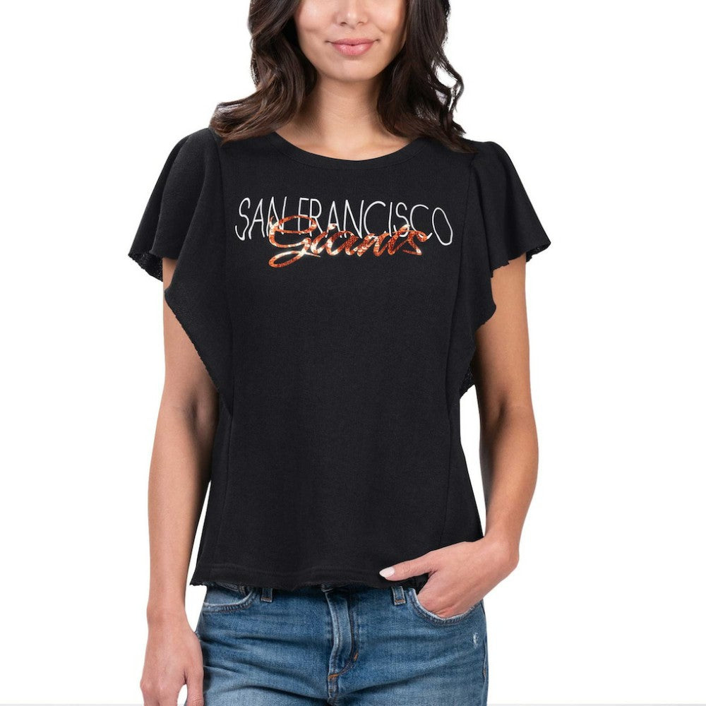 San Francisco Giants G-III 4Her by Carl Banks Women's Crowd Wave T-Shirt - Black - MLB Lifestyle
