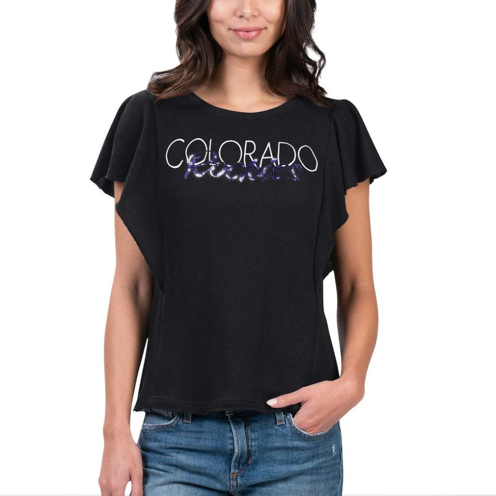 Colorado Rockies G-III 4Her by Carl Banks Women's Crowd Wave T-Shirt - Black - MLB on Sale
