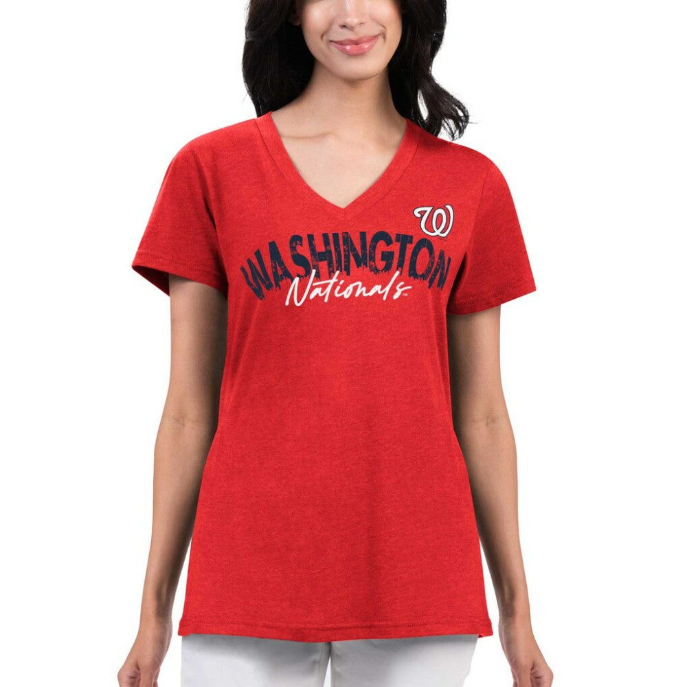 Washington Nationals G-III 4Her by Carl Banks Women's Key Move V-Neck T-Shirt - Red - MLB Discount