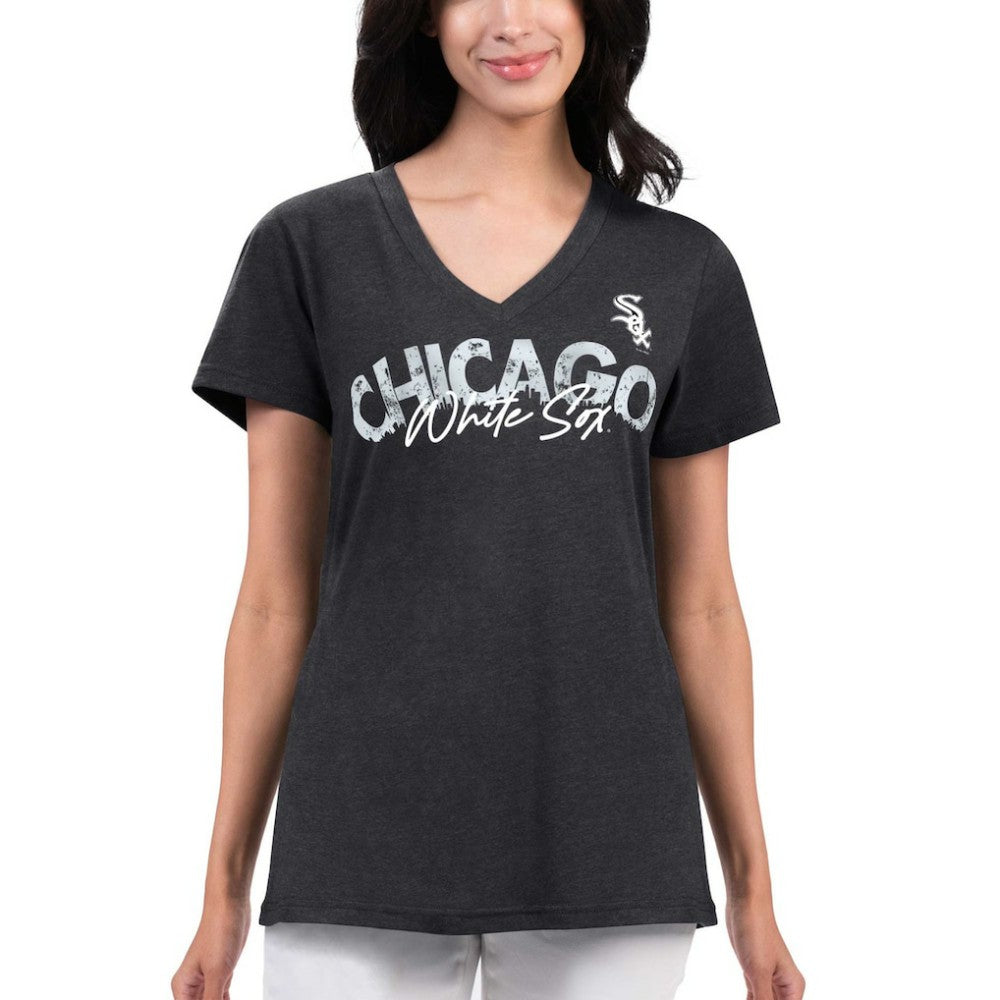 Chicago White Sox G-III 4Her by Carl Banks Women's Key Move V-Neck T-Shirt - Black - MLB Lifestyle