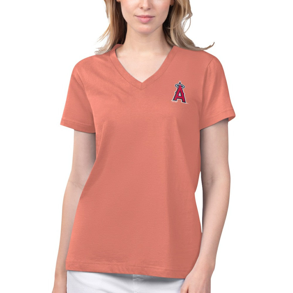 Los Angeles Angels Margaritaville Women's Game Time V-Neck T-Shirt - Coral - MLB Sale