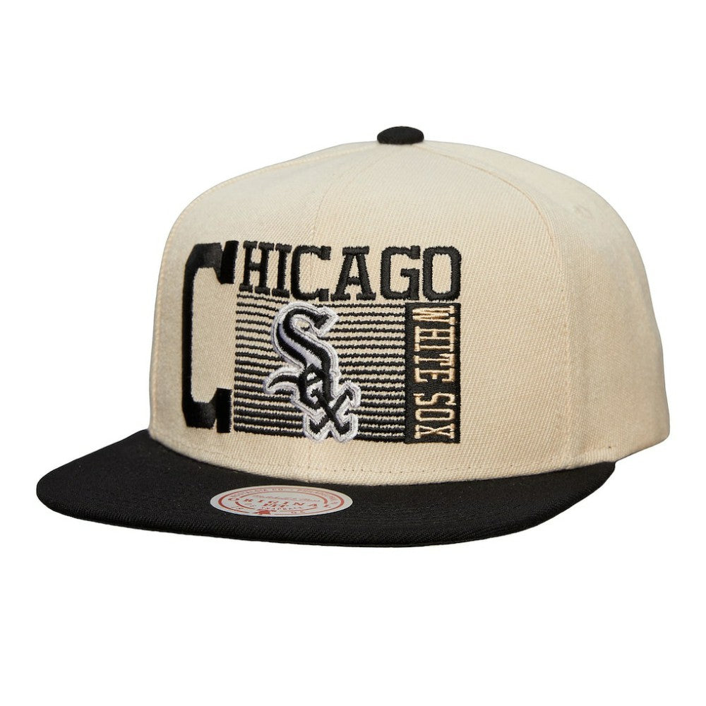 Chicago White Sox Mitchell & Ness Cooperstown Collection Speed Zone Snapback Hat - Cream - Mitchell & Ness Lifestyle