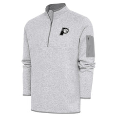 Indiana Pacers Antigua Metallic Logo Fortune Quarter-Zip Jacket Heather Gray