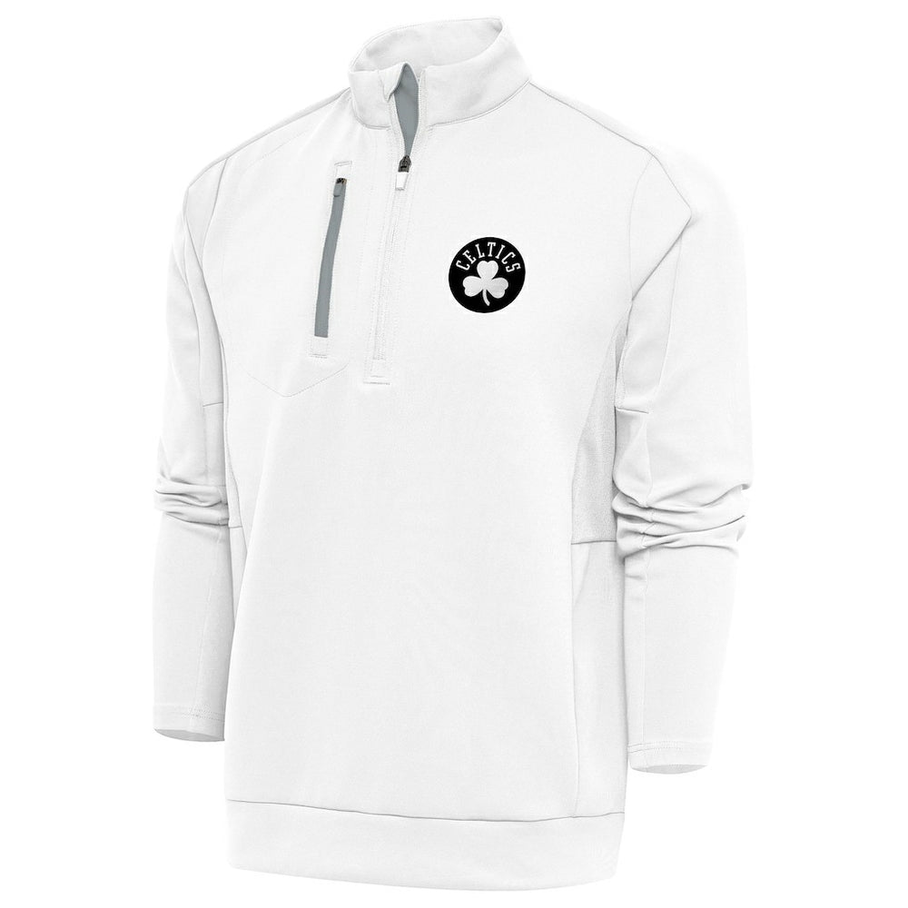 Boston Celtics Antigua Metallic Logo Generation Quarter-Zip Top White