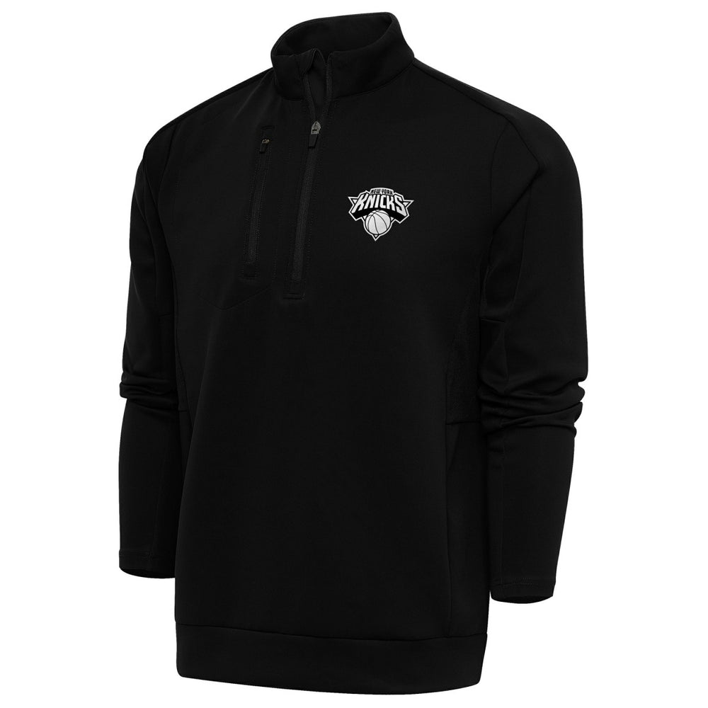 New York Knicks Antigua Metallic Logo Generation Quarter-Zip Top Black | New Era US