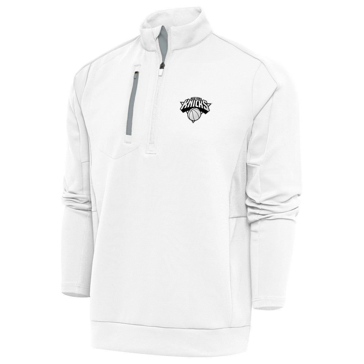 New York Knicks Antigua Metallic Logo Generation Quarter-Zip Top White | New Era discount