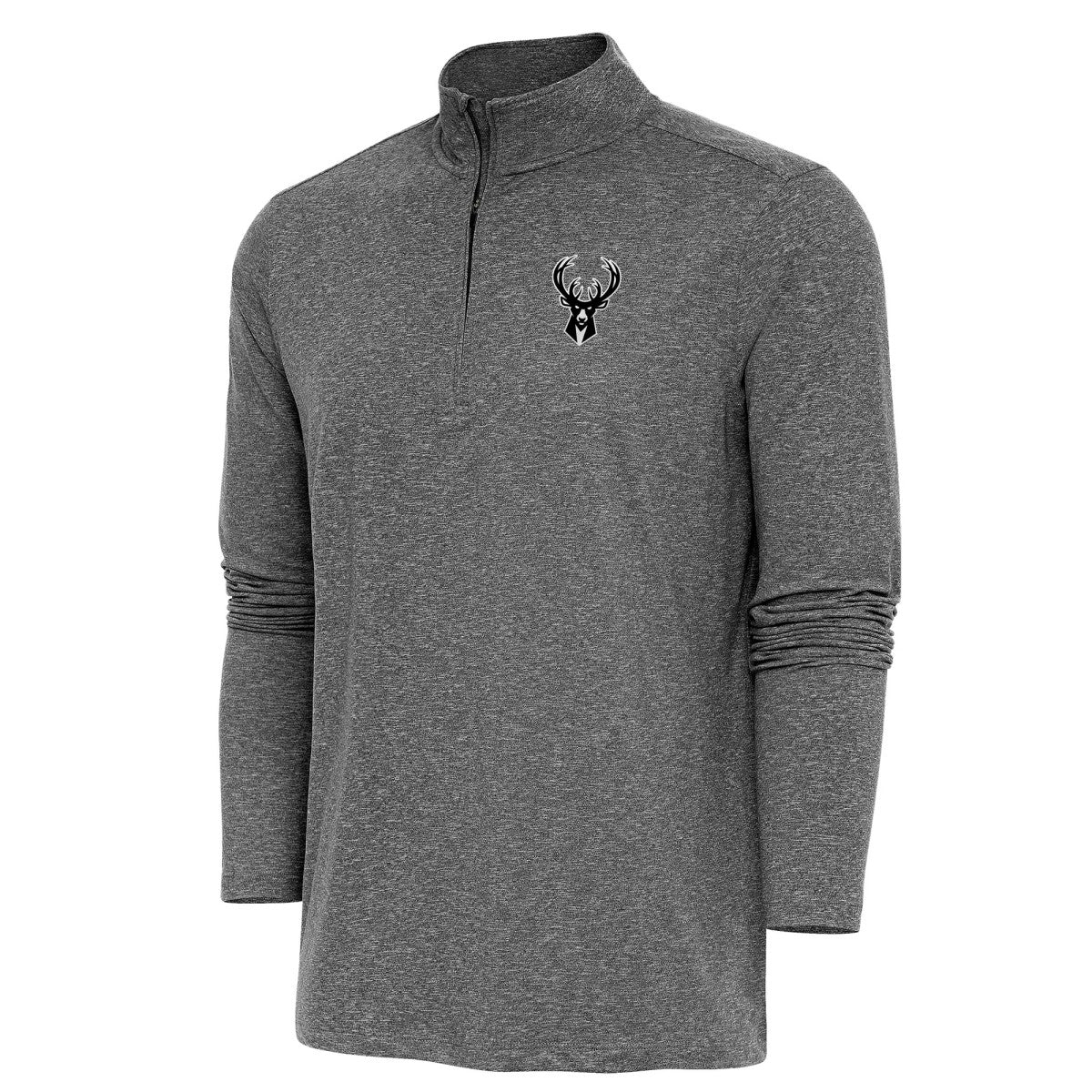 Milwaukee Bucks Antigua Hunk Quarter-Zip Top Heather Black