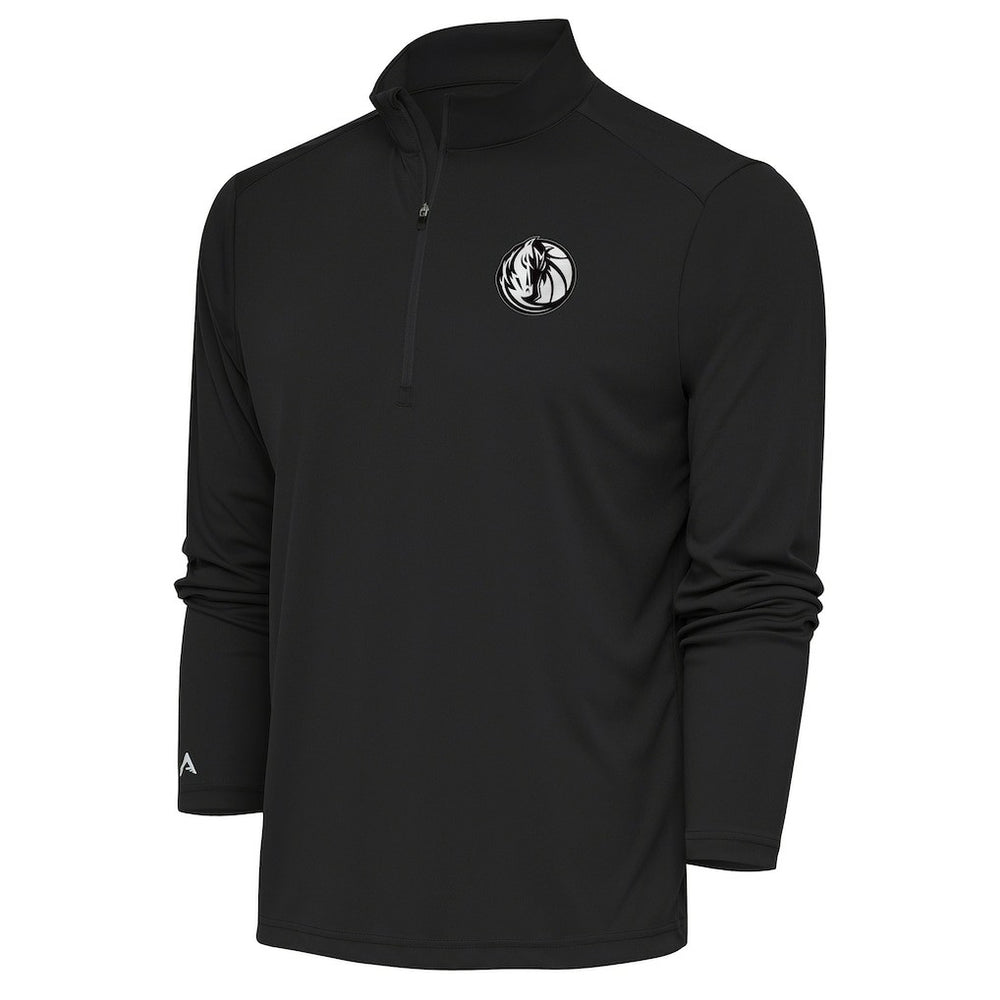 Dallas Mavericks Antigua Metallic Logo Tribute Quarter-Zip Top Charcoal
